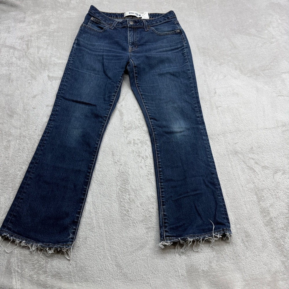 Gap Boot Jeans Women's 28 (Measured) Dark Wash Stretch Y2K Denim Frayed Raw Hem